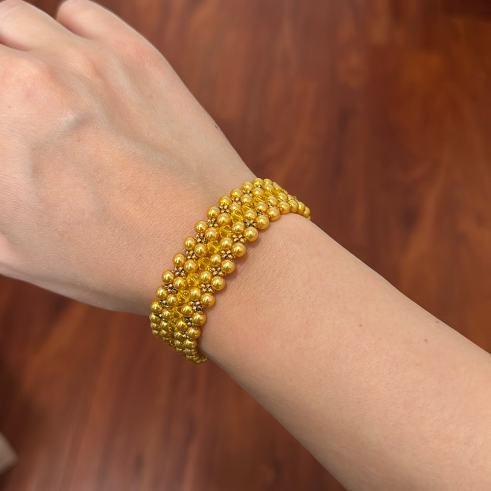 Handmade bracelet. Evenly sized beads and crystals. Sits beautifully on wrist.